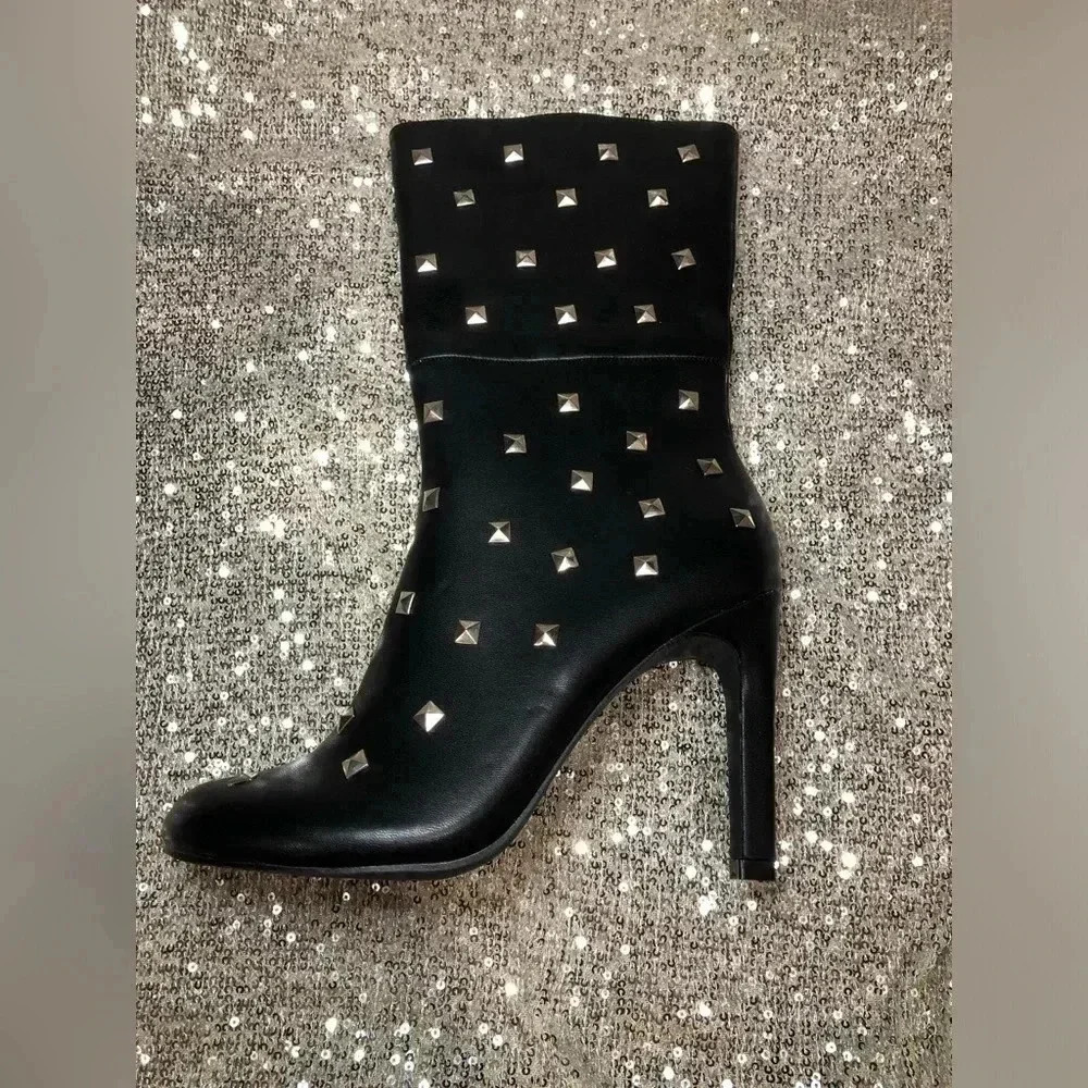 Women’s Faux leather studded boots - Picture 3 of 12